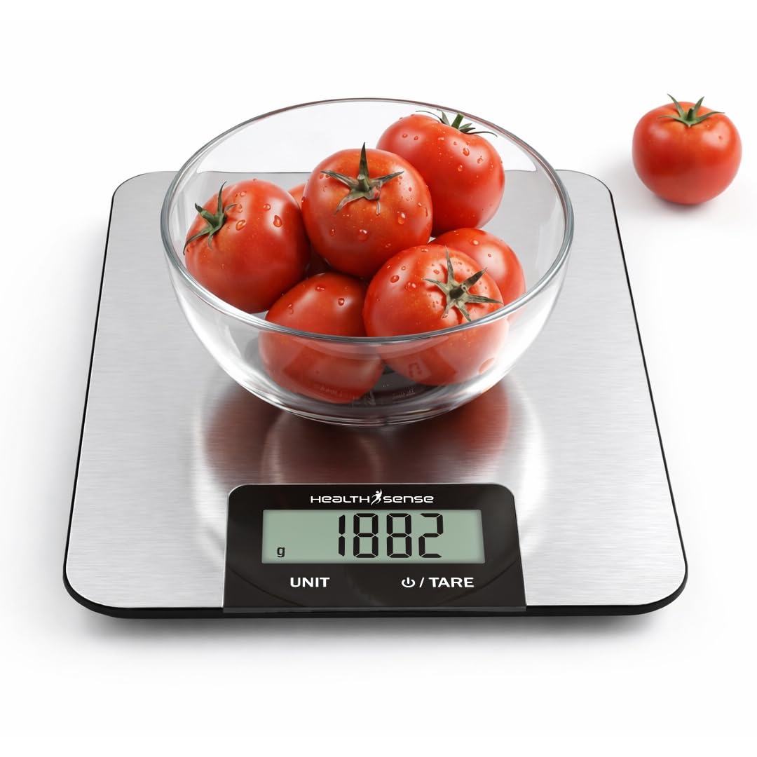 Smart Kitchen Weighing Machine for Food | Digital Kitchen Scale for Home with High-Precision Sensors, Tare Function, Multi-Unit Measurement, LCD Display, Stainless Steel Platform & 1-Year Warranty (KS25)