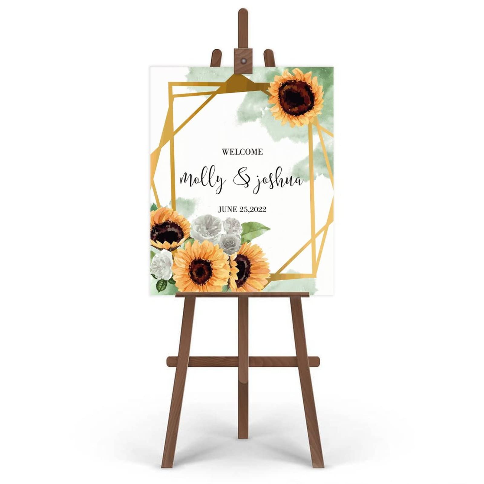 Słoneczniki i róże ślub znak powitalny dostosuj baby shower znak powitalny wykonany na zamówienie dowolna data wesele przyjęcie i ceremonia dekoracje 45 cm x 61 cm