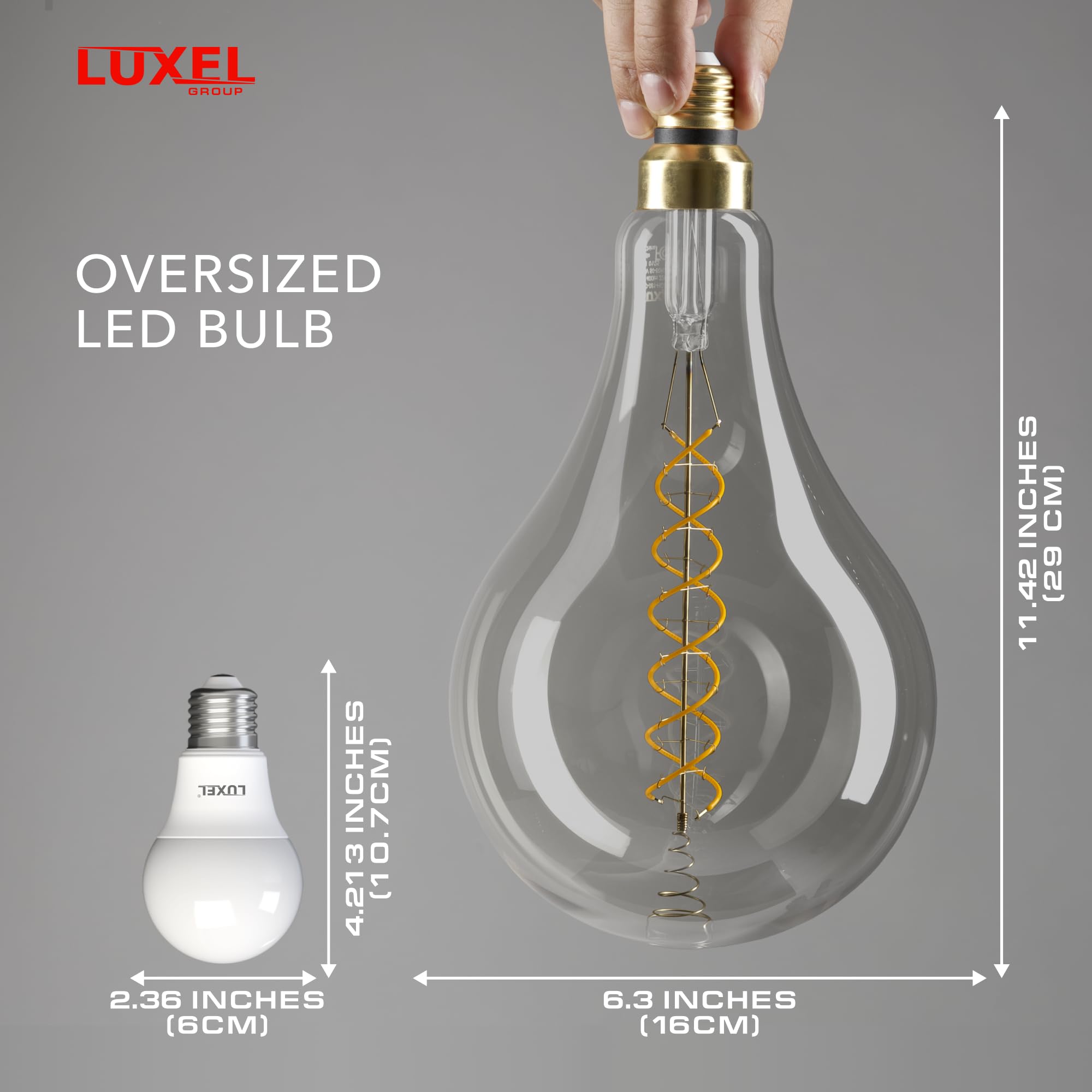 Übergroße Edison-LED-Leuchtmittel, Vintage-Stil, PS52 (PS160), 7 W, entspricht 40 W, dimmbar, 2200 K, warmes Leuchten, 400 Lumen, E26-Sockel, große Glühfaden, dekorative Glühbirnen, 360°