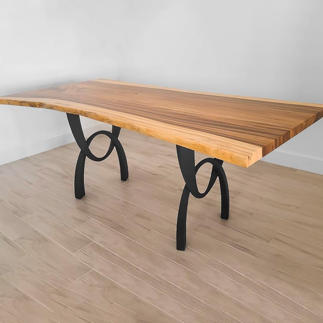 Flowyline 28" H 444 Uta Handcrafted Black Metal Table Legs and Bases for Dining Tables | Steel Desk Legs | Rust-Resistant, Adjustable Furniture Legs for Bench DIY Mid-Century Modern Indoor/Outdoor