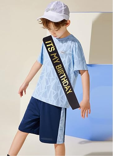Miniatura 3 de MGJSRNH Banda con texto en inglés "It's My Birthday", regalos de cumpleaños para niñas y niños, banda de papel de aluminio dorado satinado suave,