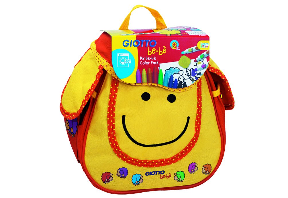Giotto be-bè- Be-bè línea Regalo Pack 6 lápices, 10 Ceras, sacapuntas y Libro para Colorear, Color Naranja, Rojo, Amarillo (465500)