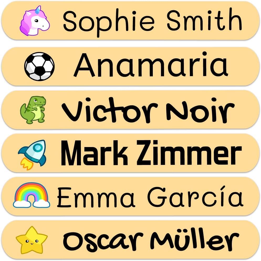 500 Personalized Name Stickers for Children. Adhesive Labels for School, Kindergarten, Books, Toys, and Tupperware. Waterproof Labels Measuring 2.3 x 0.4 in