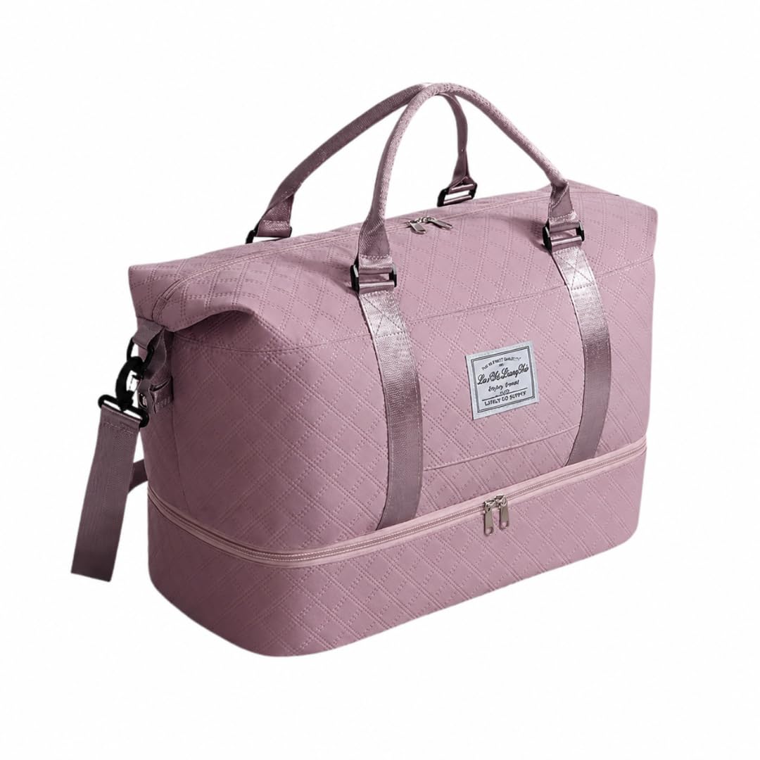 Large Capacity Duffle Bag for Travel and Gym, Clothes and Shoes Separation Storage Bag, Single Shoulder Carry Bag with Handle, Multipurpose Bag for Sports, Trips and Moving (Mauve Pink)-image-35