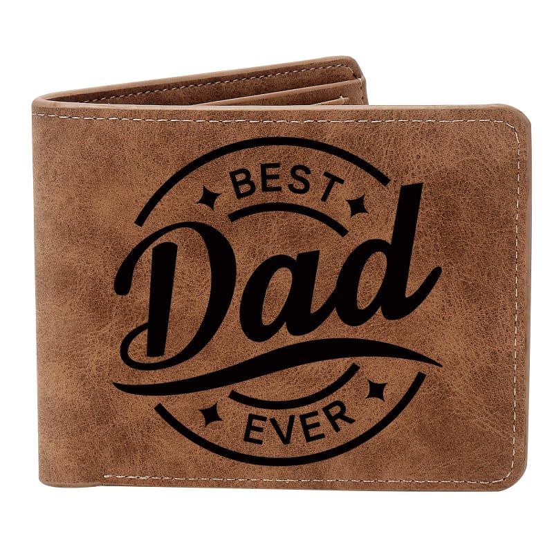 THTCSQ To My Dad Gifts,Leather Wallet for Men, Engraved Personalized Leather Wallet,Father's Day Gift, Birthday Gifts,Christmas Gifts, Gifts for Dad from Daughter Son (BEST DAD)