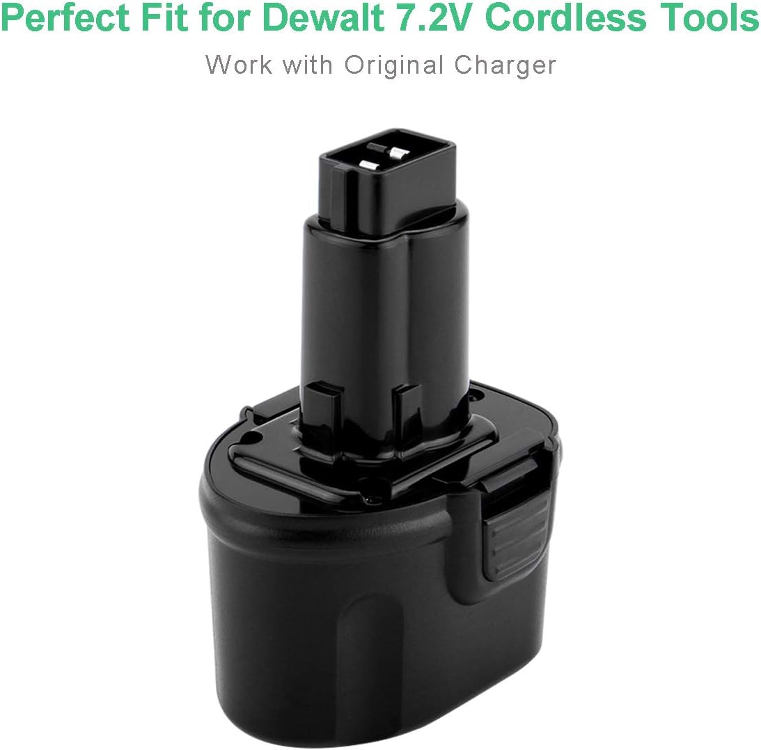 Shentec 2 Pack 3000mAh 7.2V Battery Compatible with Dewalt DW9057 DE9057 DE9085 DW920K DW920K2 DW925K DW925K2 DW968K, 7.2V Ni-MH Battery