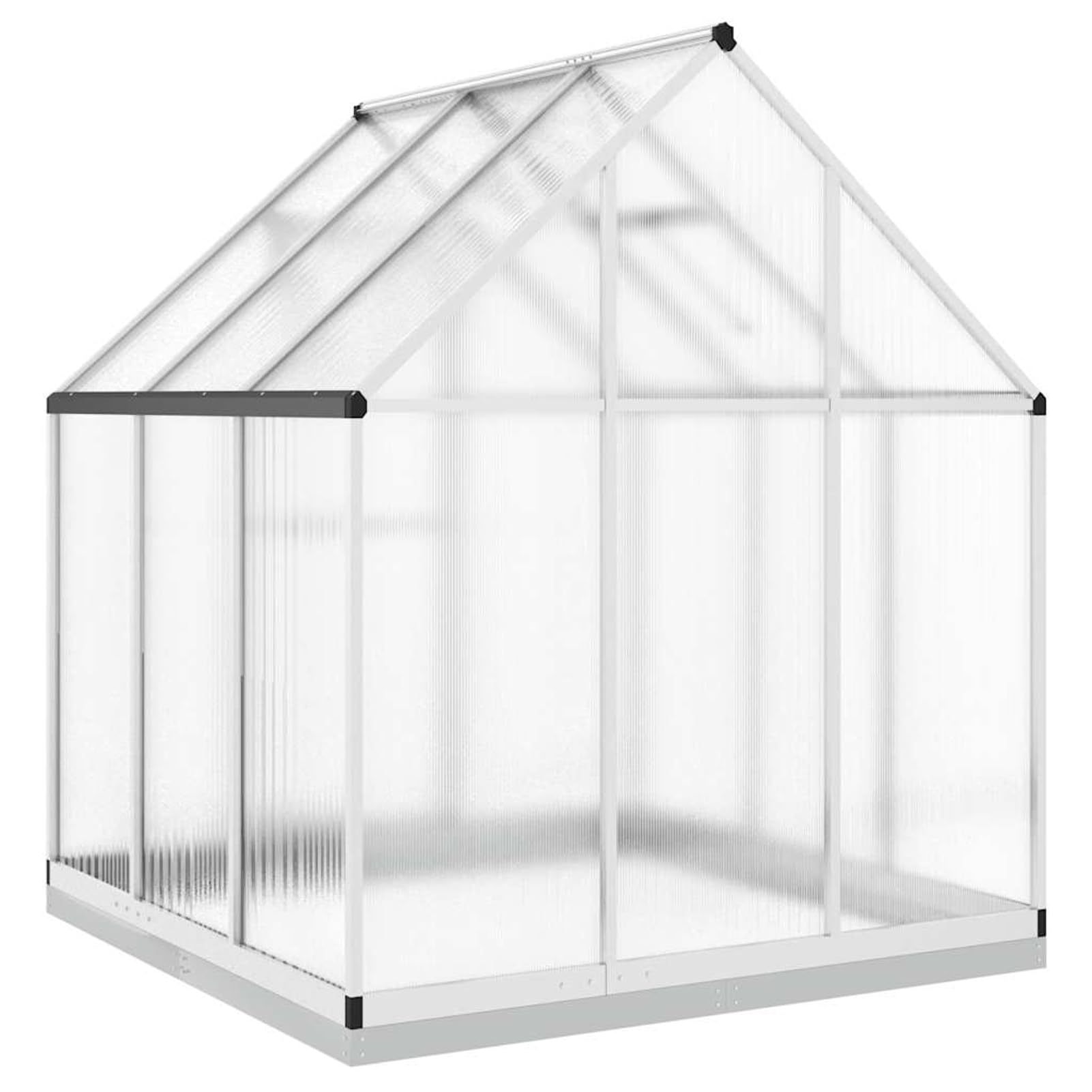 Szklarnia 169 x 169 x 202 cm ze zintegrowaną rynną deszczową i 5-stopniową regulacją okna wentylacyjnego – aluminium/poliwęglan/srebrna – do ochrony roślin w ogrodzie