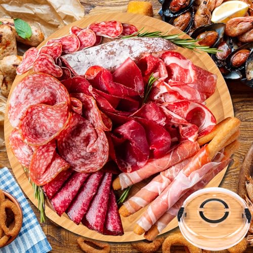 Opiniones y reviews de Tapas para tablas de queso Top 10. 45 Tabla de charcutería con tapa, tabla de queso para aperitivos y aperitivos, tabla de bambú para queso, bandeja de servir vajilla de cocina premium para cocina de picnic (1...