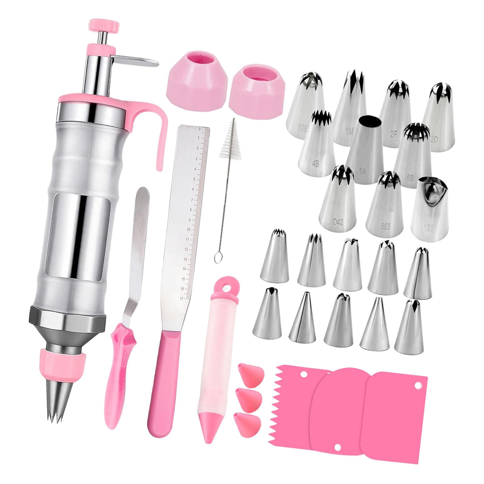 MALSSE Sturdy 34 Piece Baking Decorating Set with Various Nozzles Home Baking Accessories Set for Artistic Designs Rustless Frosts Piping