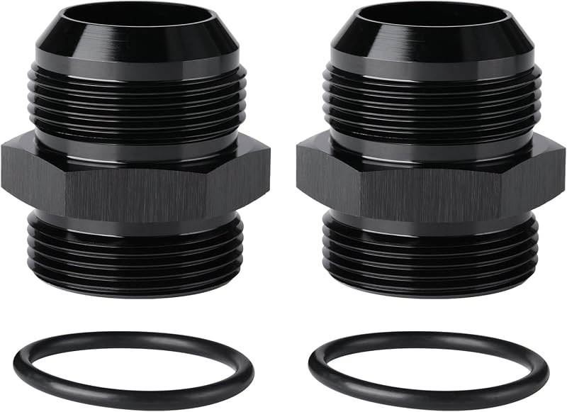 Adaptador de combustível Podavelle 20AN macho para 20AN ORB em alumínio preto – 2 unidades
