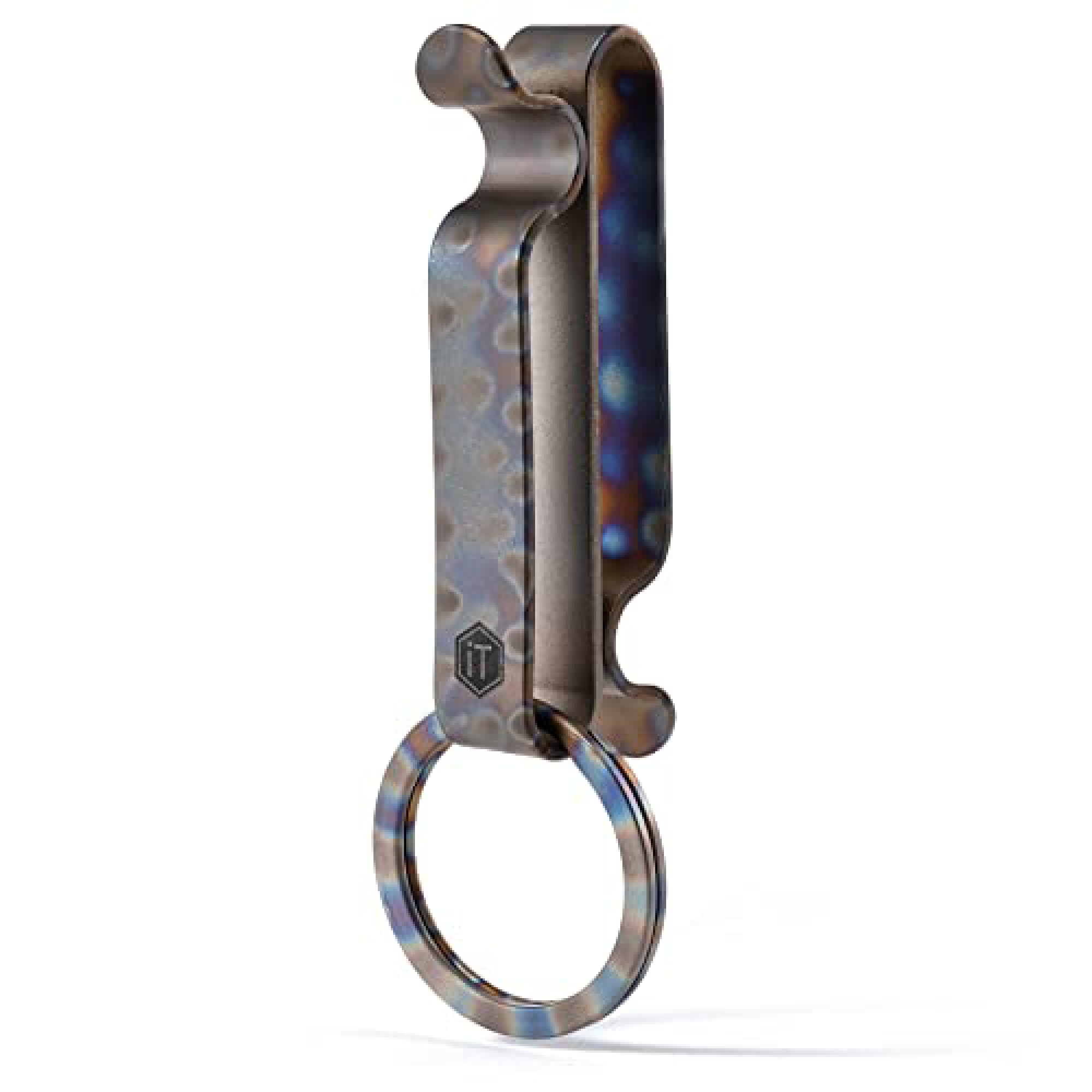 Keyunity Handwork Flame Km00 Titanium Belt Loop Keychain Clip Double Side Quick Release Key Holder With Detachable Key Ring (Handwork Flame)