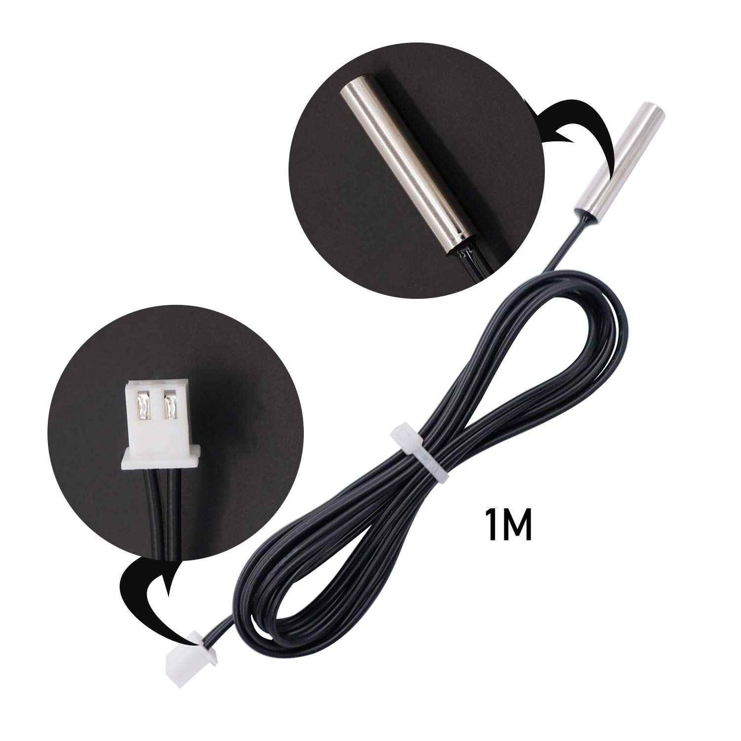 TWTADE 5 Pcs 1M 10K B3950 Thermistor Temperature Sensor,able to Support -25 to 125 Degree Celsius,Sensitive NTC Temperature Sensor Probeprobes has 5 * 25mm Stainless Steel housing NTC-1M-5P: Industrial & Scientific