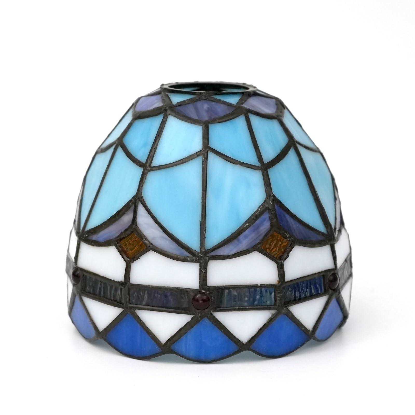 HJRegaFimu Shade Replacement 6" Mediterranean Feathers Stained Glass Lamp Home Decor Lampshades Accessories Fit For Pendant Light Ceiling Lights Wall Floor Lamps