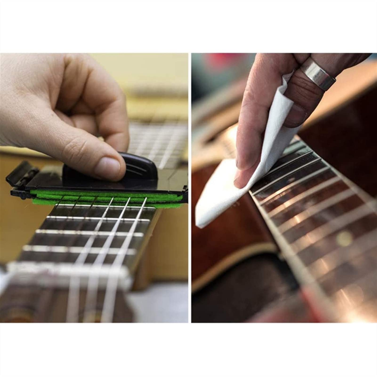 4pc Guitarra String Tool Tool Tool Fingerboard Scrubber Scrubber Blass String Cleaner Paño Para Guitar Mandolin Mandolin Herramientas luthier
