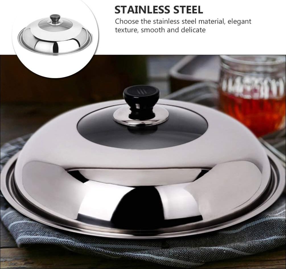 Yardwe Stainless Steel Universal Lid Pots and Pans Cover Replacement for Frying Pan and Cookware 38CM