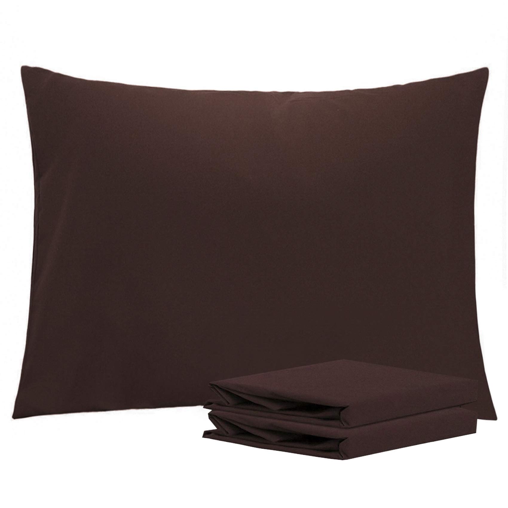NTBAY Standard Microfiber Pillowcases, 2 Pack, 20 x 26, Dark Brown | Soft Brushed Microfiber with Envelope Closure, Set of 2 Standard 20 x 26 Inch Pillowcases, Pillow Inserts Not Included