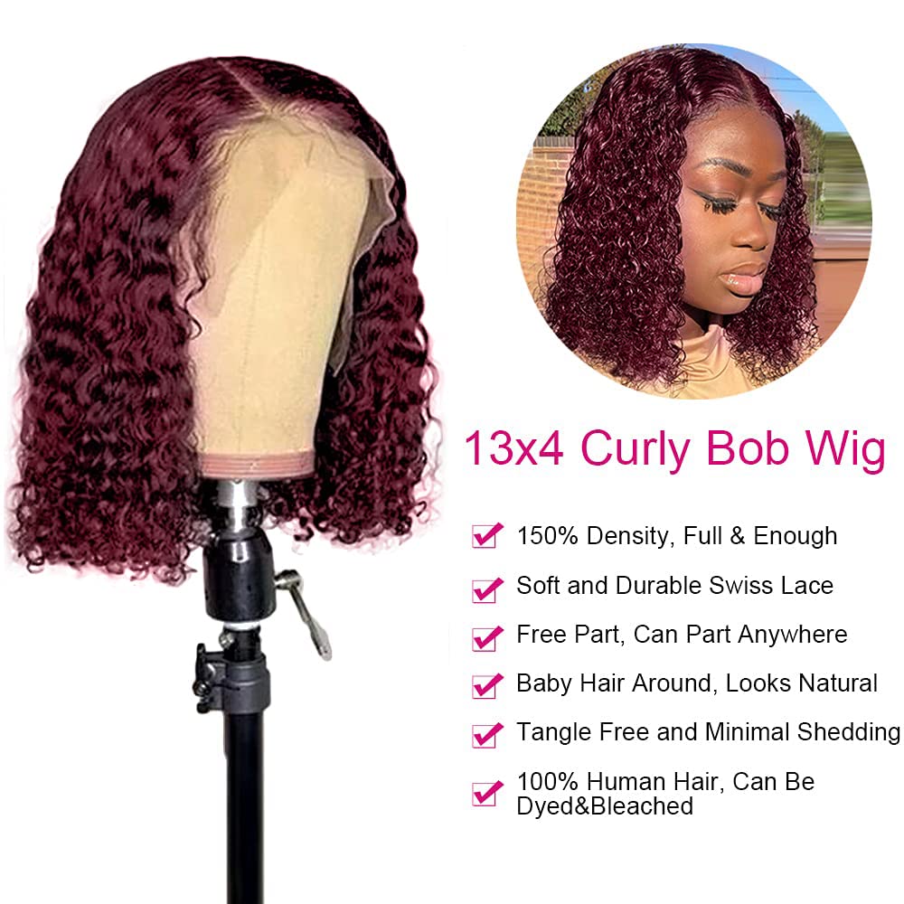 Short curly bob Freepart soft Swisslace wig 2/27 Water Wave Bob Wig, Wet and Wavy Short Curly Lace Front Wig  main image 4