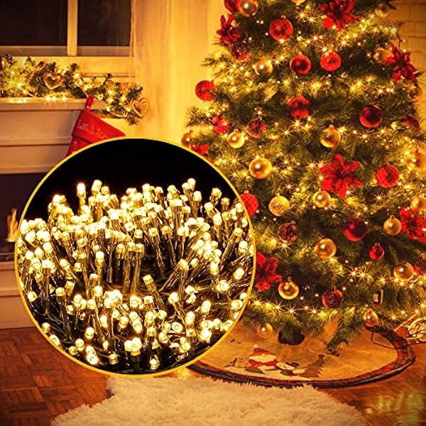 Ulinek Luci Natale Esterno, 2000LED 50M Luci Natalizie, Stringa Luci Led IP44 Impermeabile 8Modalità, Catena Luminosa Decorative per Albero Natale Giardino Interno Letto Festa Casa, Bianco Caldo
