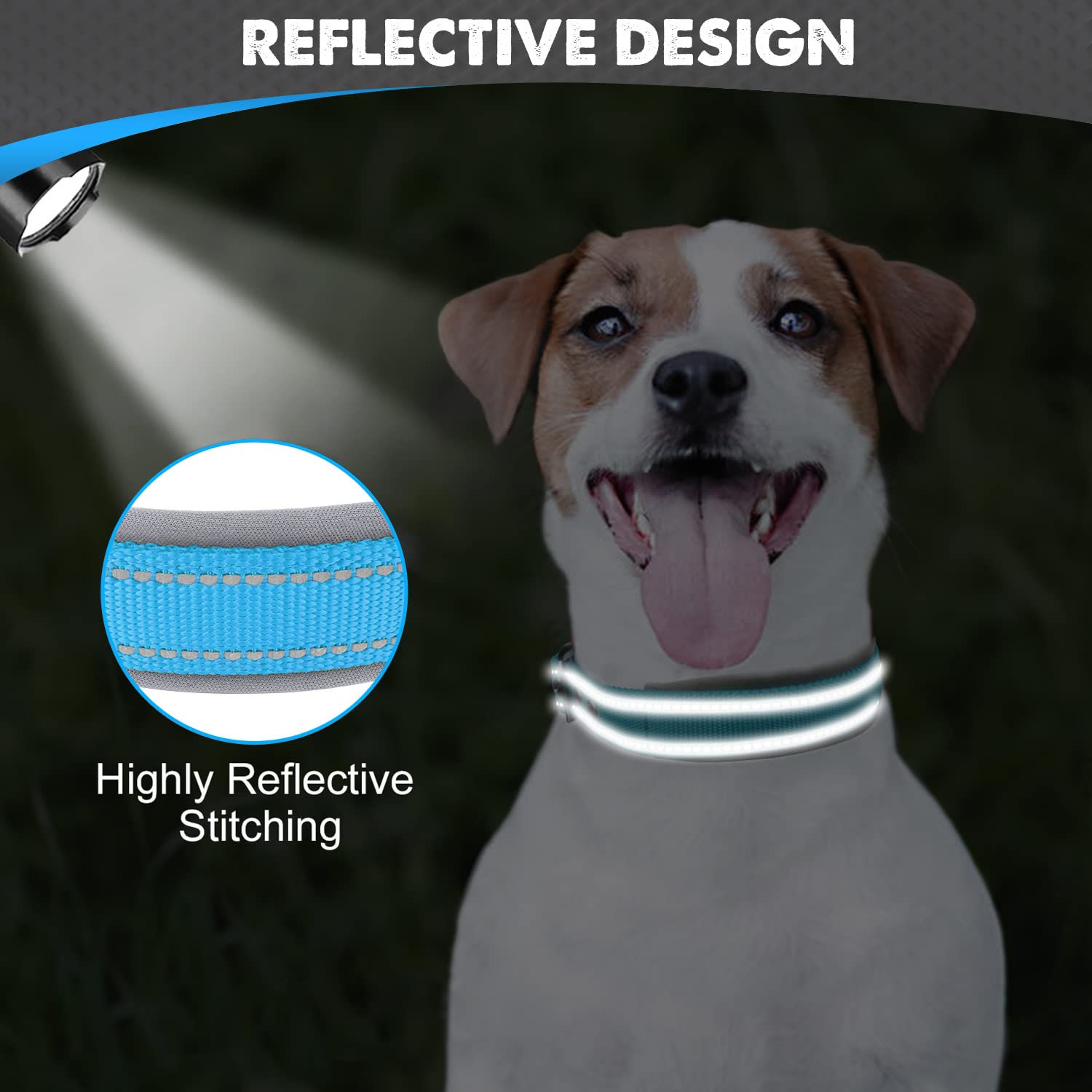 Joytale Reflective Dog Collar Small Dog, Sky Blue, Small (30cm-40cm) - Image 4
