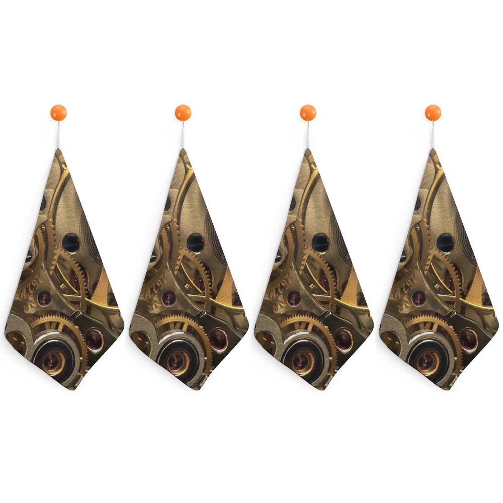 LEDFCVSU 4 Piece Hanging Hand Towels, Cool Steampunk Gears Small Dry Hand Towel for Kitchen Bathroom