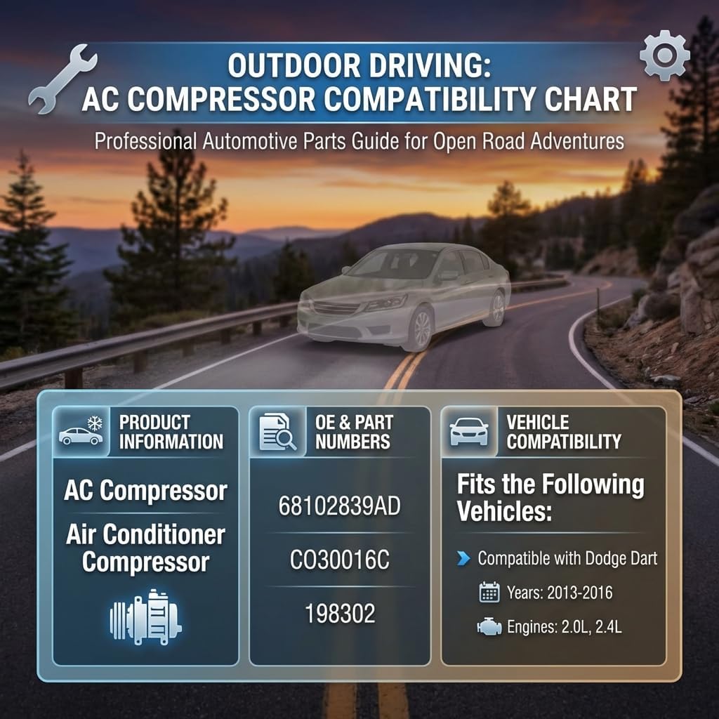 CO 30016C A/C Compressor with Clutch for Dodge Dart 2013 2014 2015 2016 2.0L 2.4L L4 Replace 198302 68102839AD