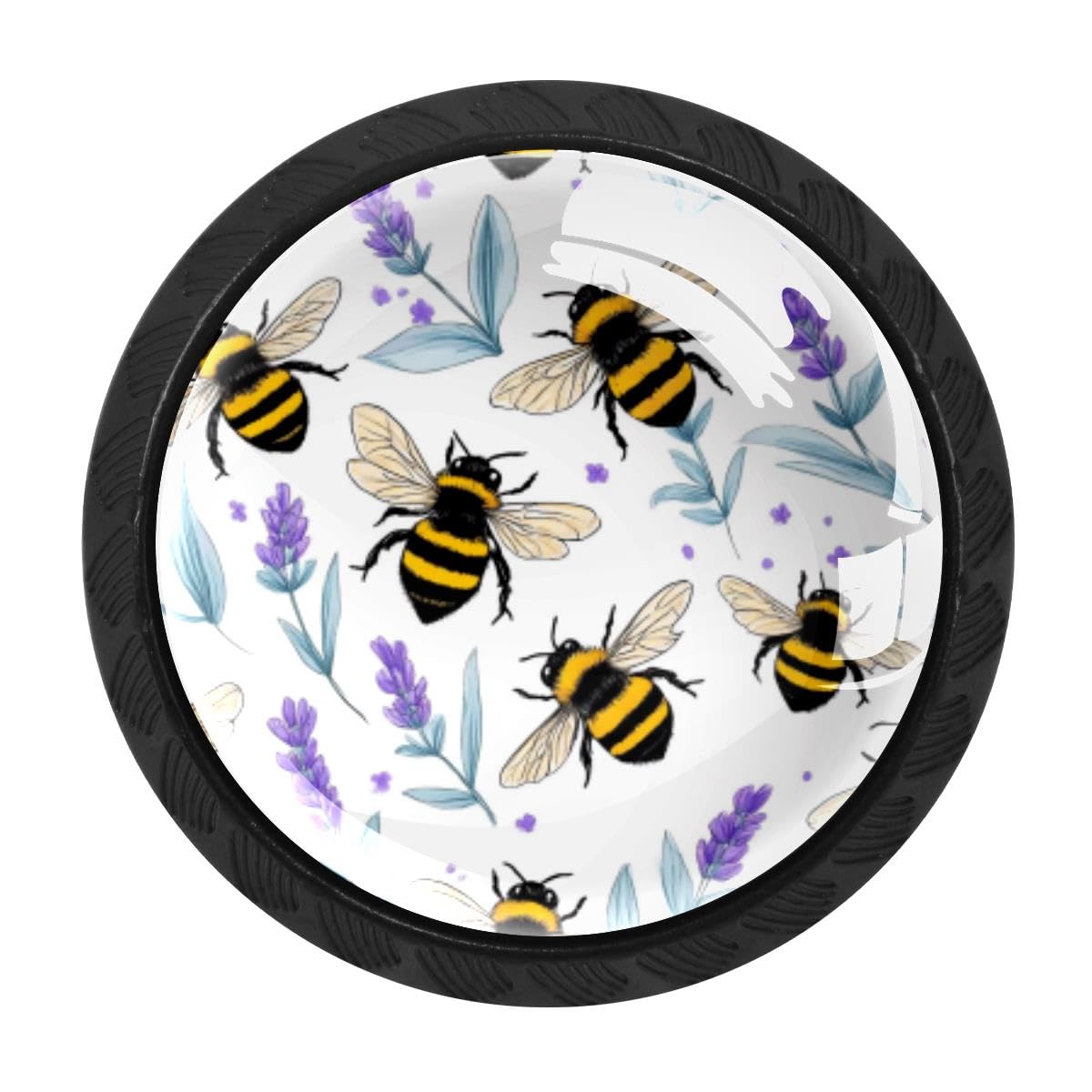 4 PCS Kitchen Cabinet Knobs, Bees Lavender Drawer Knobs Dresser Handles