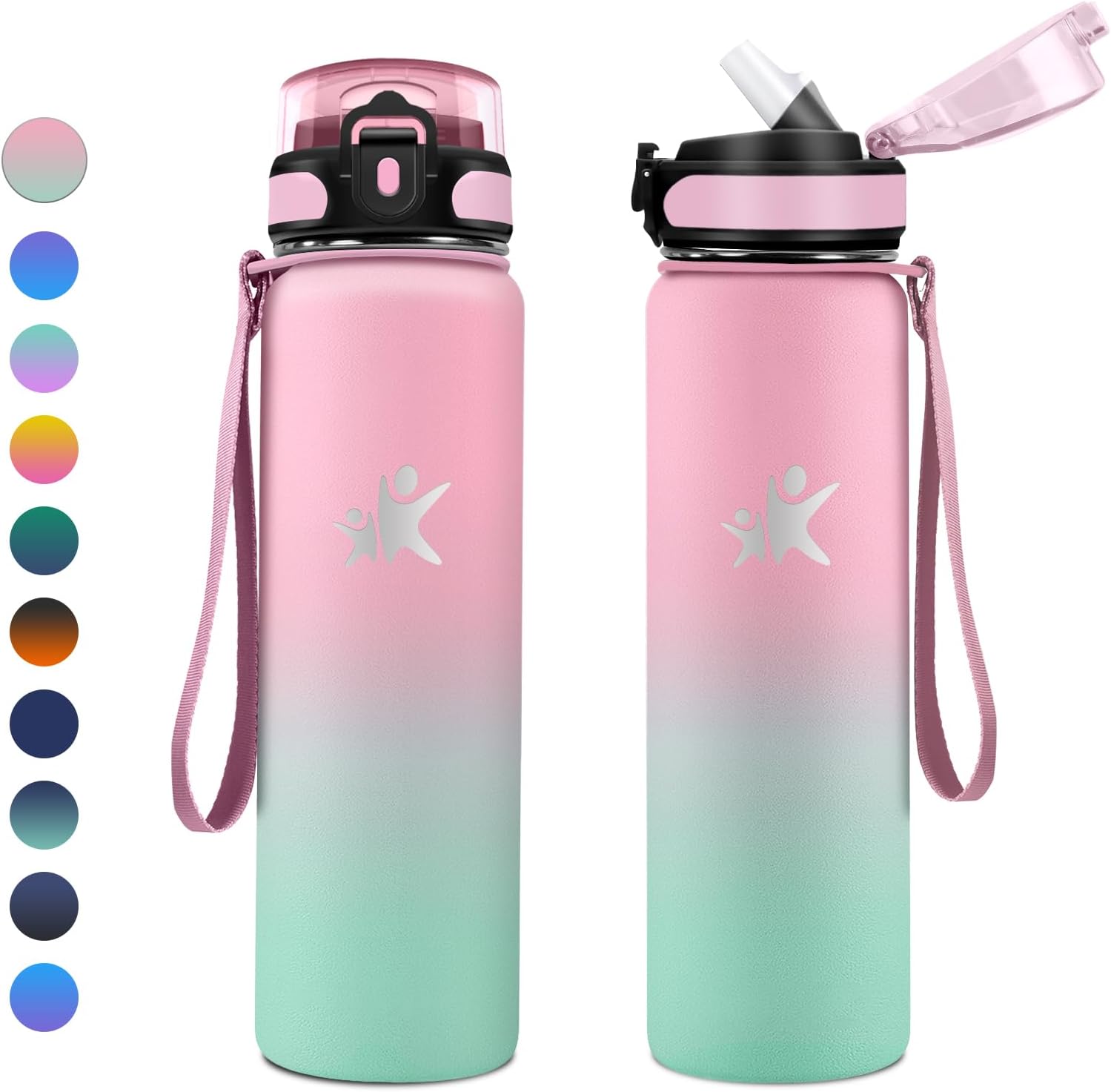 KollyKolla stainless steel water bottle, 1 L, vacuum insulated