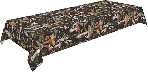 Miniatura 9 de Cafl Mantel rectangular de hongos otoñales, diseño de bayas e insectos, impermeable, sin arrugas, para comedor (60 x 90 pulgadas)