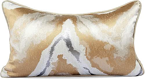 Gold Decorative Throw Pillow Covers,12inchx20inch, Modern, Stylish,Unique,Decorative Lumbar Cover Pillow