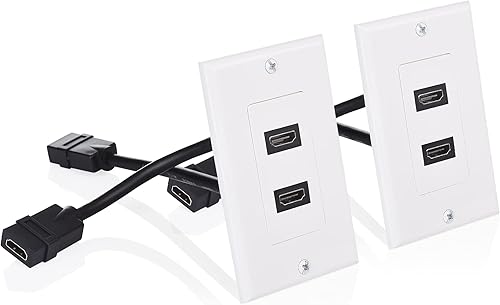 Cable Matters Paquete de 2 placas de pared HDMI de 2 puertos en blanco (soporte de paso 4K UHD, ARC y Ethernet)