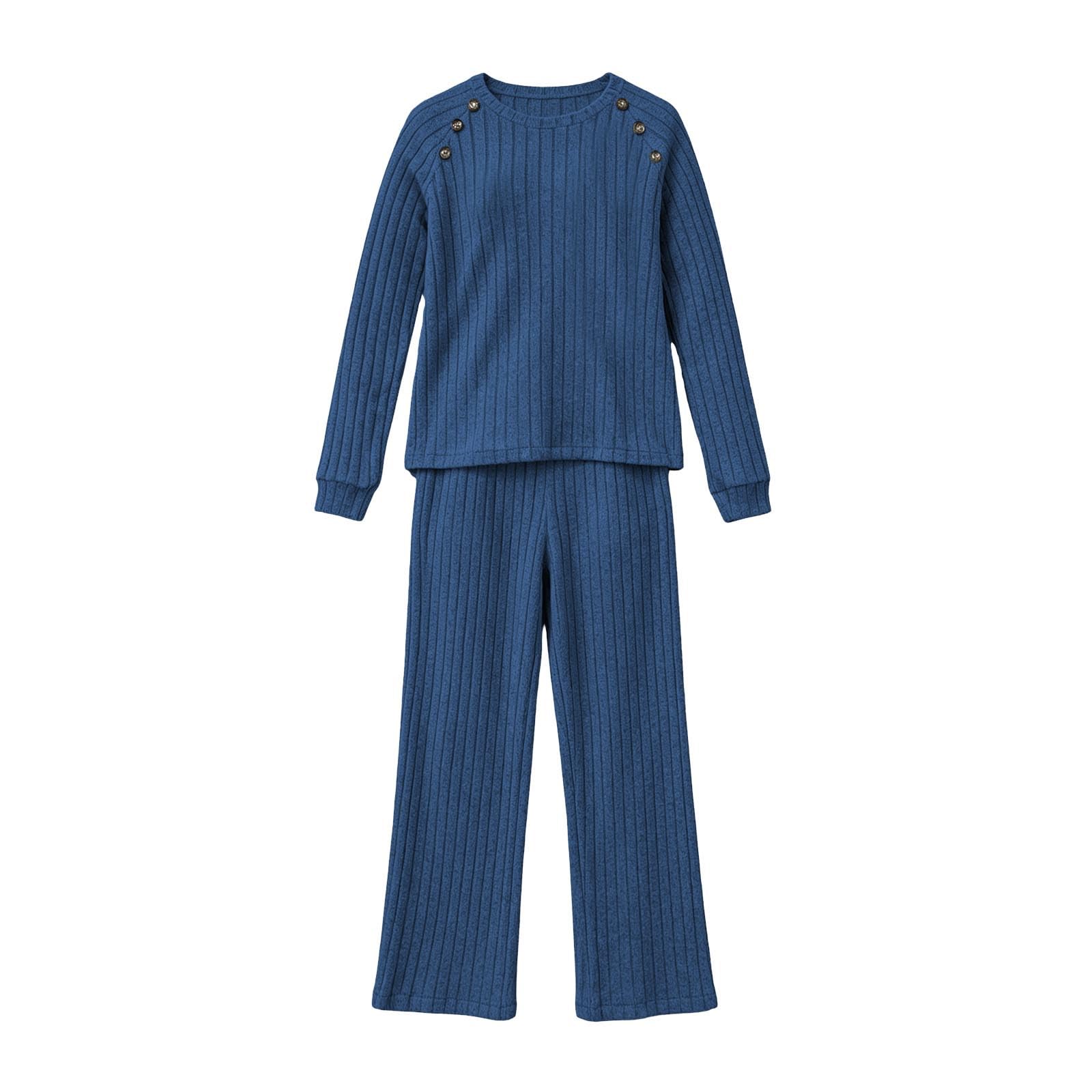 Genérico Conjunto de Punto Elegante con Pantalón y Suéter de Botones