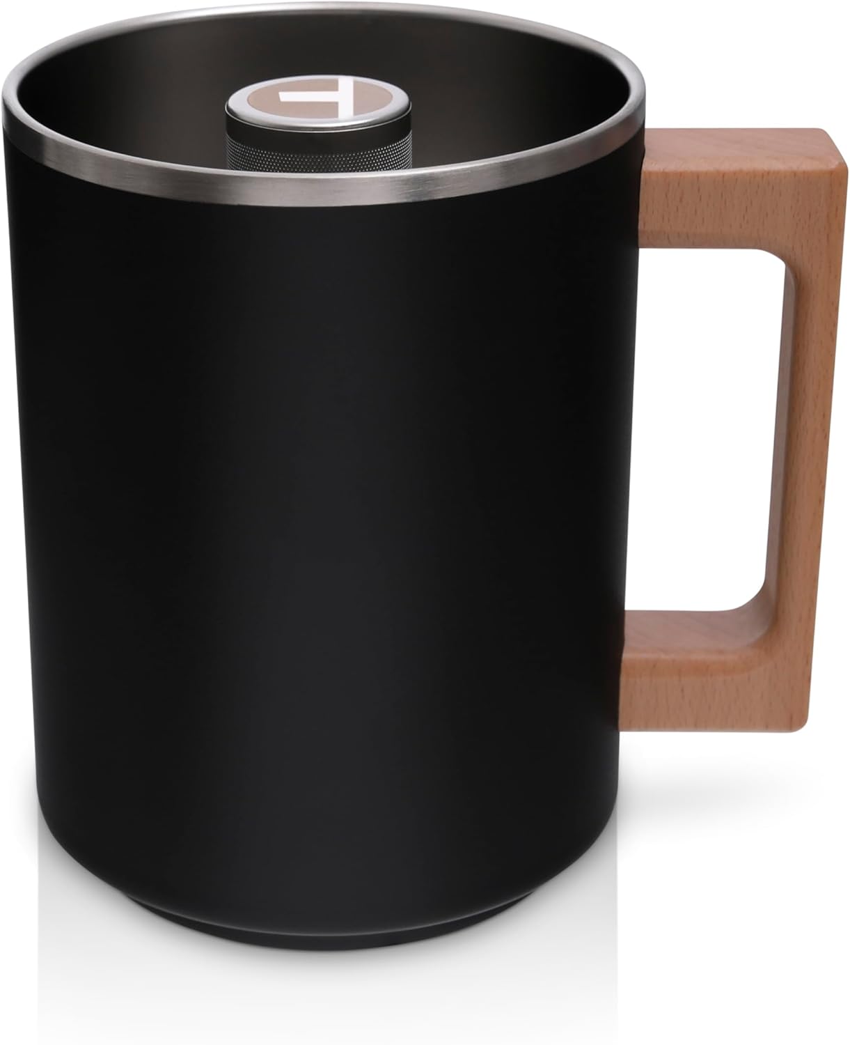 HASTINGS Pour Over Coffee Dripper – Stainless Steel Pour Over Coffee Filter, Metal Paperless Reusable Double Mesh Cone Filter with Wood Handle – Coffee Maker for Single Cup Brew up to 68 OZ (Black)