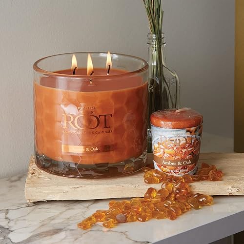 Miniatura 6 de Root Candles Velas votivas perfumadas, mezcla de cera de abeja, votivas hechas a mano de 20 horas, 18 unidades, ámbar y roble