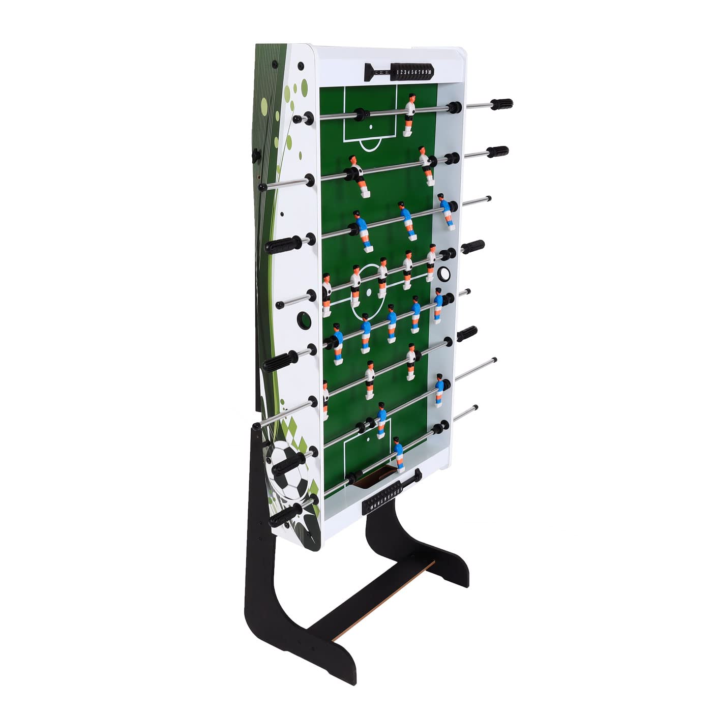 Mendler - Futbolín de mesa London, mesa de fútbol de mesa plegable 84x121x105 - blanco/verde con motivo de fútbol