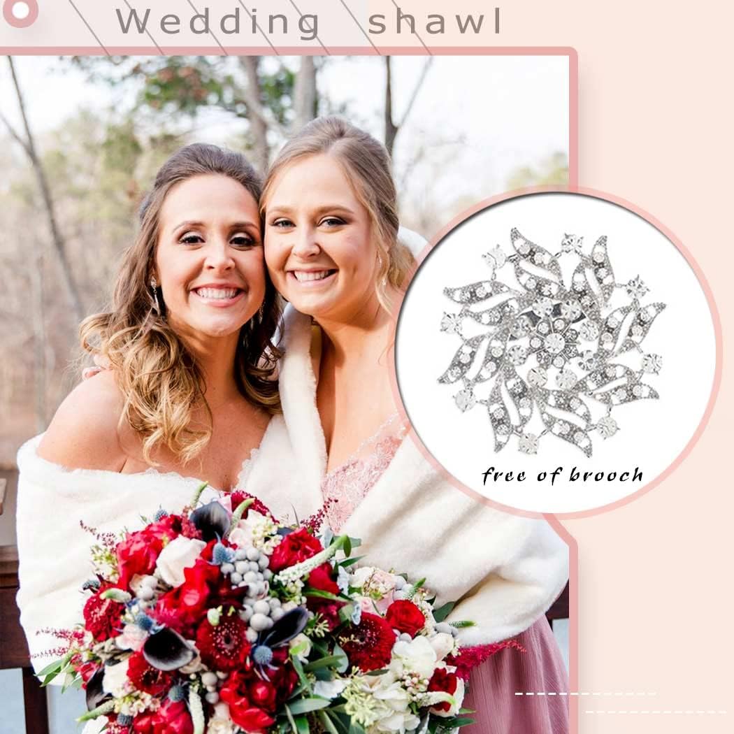 Faux Fur Shawls for Wedding Women Faux Fur Shawl Wraps Winter Dinner Party Faux Fur Scarf for Bride and bridesmaids - Image 5