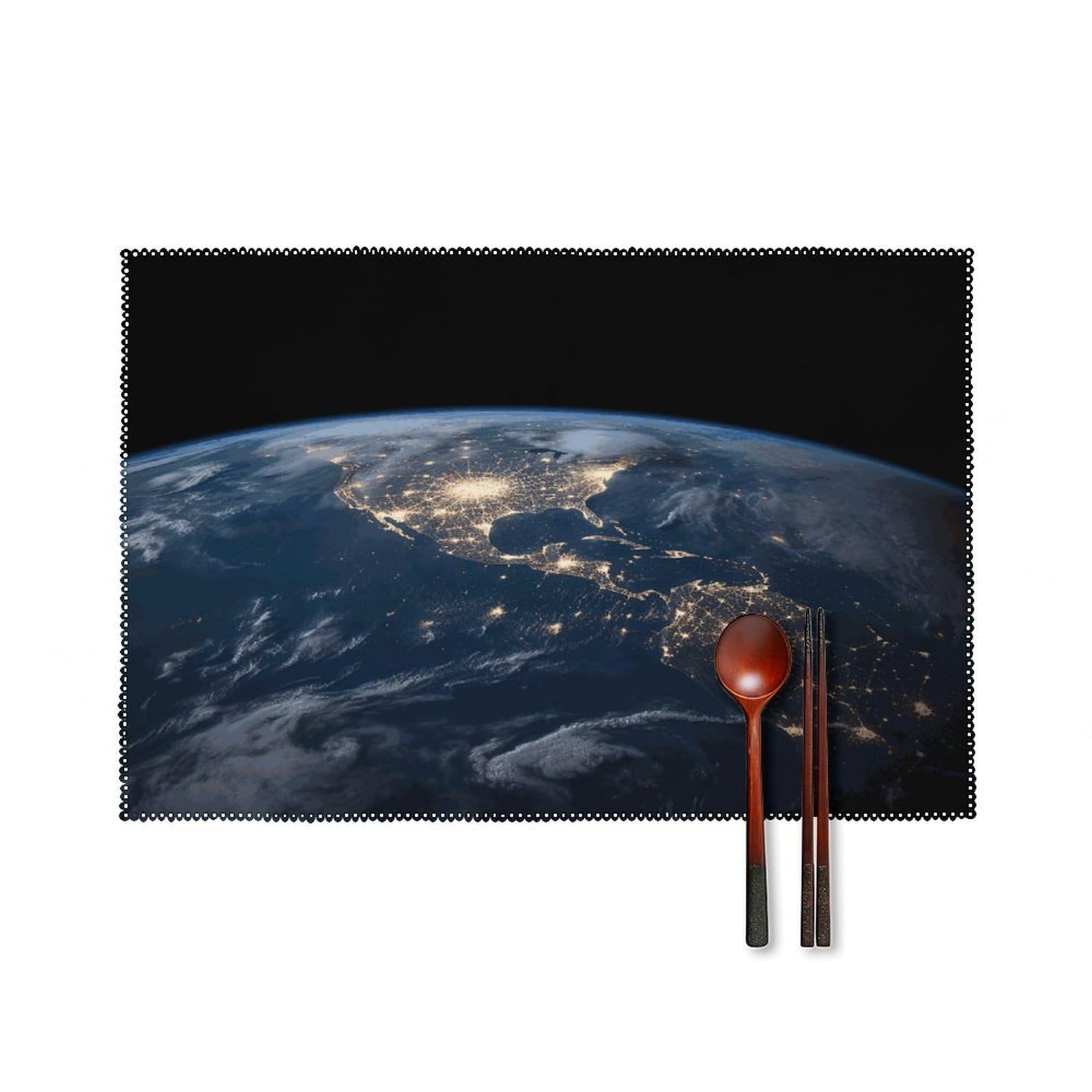 Fodpand Style Earth From The Outer Space Placemats Set Of 4 Place Mats Table Mats