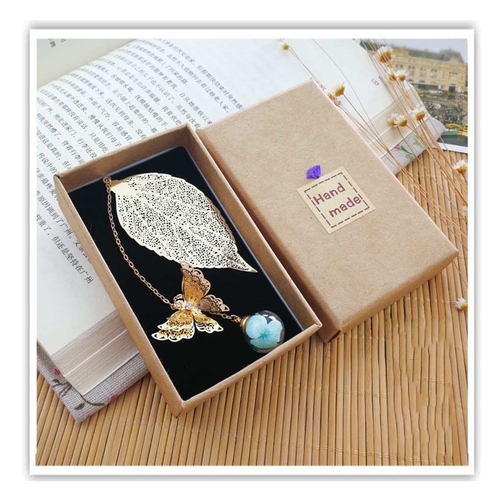 SUNESA Lesezeichen 1pc Metall kreatives Metallblatt Immortal Blume Lesezeichen Geschenk for Freunde Antiquitäten Metall Lesezeichen Stationerei Buch Markierungen (Color : C)