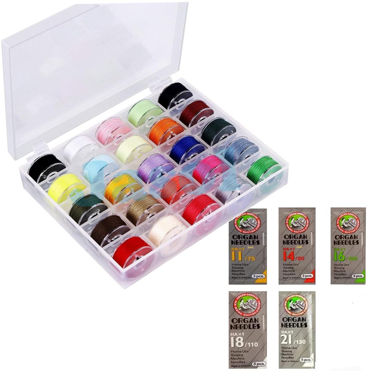 Jasol Usha Janome Sewing Machine Bobbins Set, 25 Pieces with Organ Needles, Size HA 11-21, Compatible with Usha Janome All Small Sewing Machine Singer-image-15