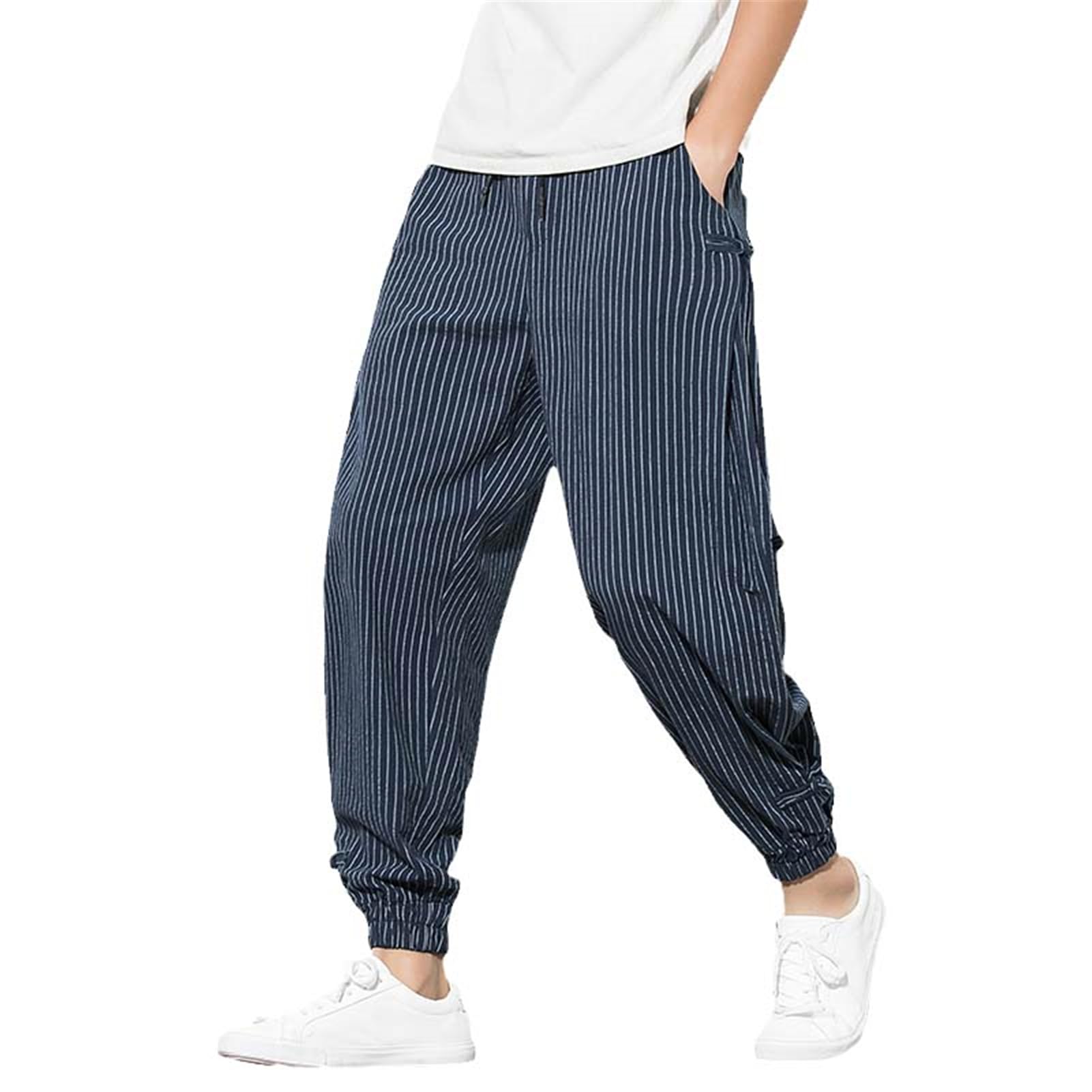 Luźne spodnie haremki w koreańskim stylu casual, bawełniano-lniane spodnie do biegania, streetwear, spodnie dresowe
