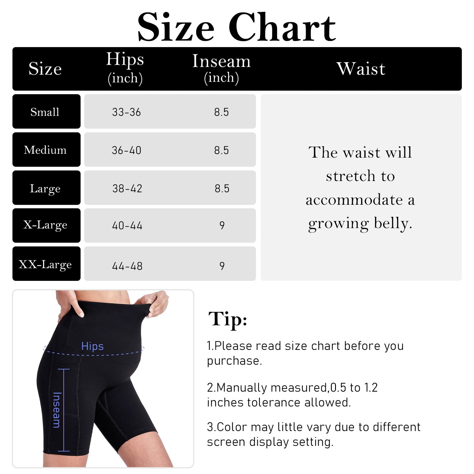 Risipu Pantaloncini per maternità da donna sopra la pancia, per gravidanza, biker, allenamento attivo, corsa, yoga, pantaloni corti con tasche
