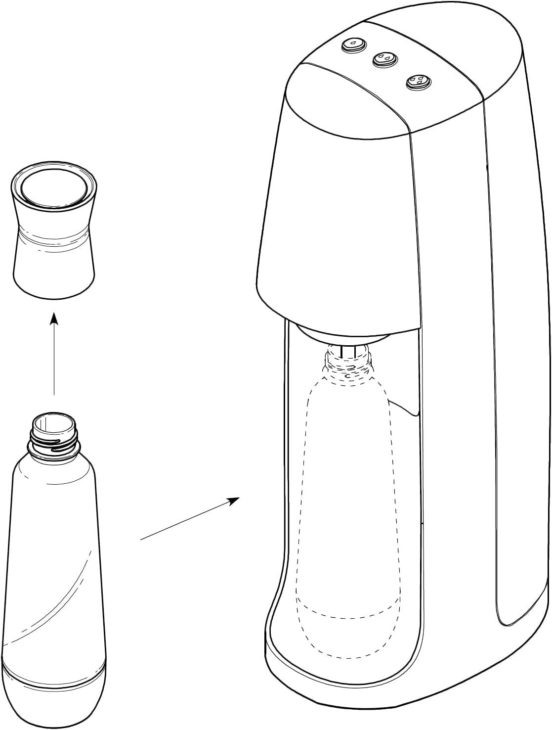 AWA Jarra de agua con gas, elegante botella de mesa, compatible con los modelos más populares, capacidad de 1 litro, diseño ecológico