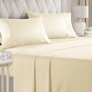 Queen Size Sheet Set - Breathable & Cooling Sheets - Hotel Luxury Bed Sheets for Women, Men Kids & Teens - Deep Pockets - 4 Piece Set - Soft & Wrinkle Free - Off White Bed Sheets - Comfy Queen Sheets