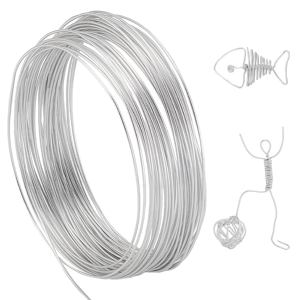 PH PandaHall 20 Gauge 32.8ft Aluminum Craft Wire, 0.8mm Silver Modelling Wire Jewellery Wire for Crafts Hairbands DIY Jewellery Making Sculpting Bike Modelling