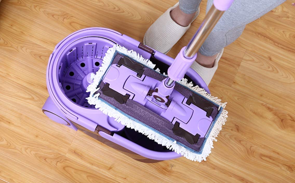 MU Fregona plana Conjunto fregona Cubo de fregona giratoria Agua Doble Drive Rotary Mopping plana automática ahogamiento