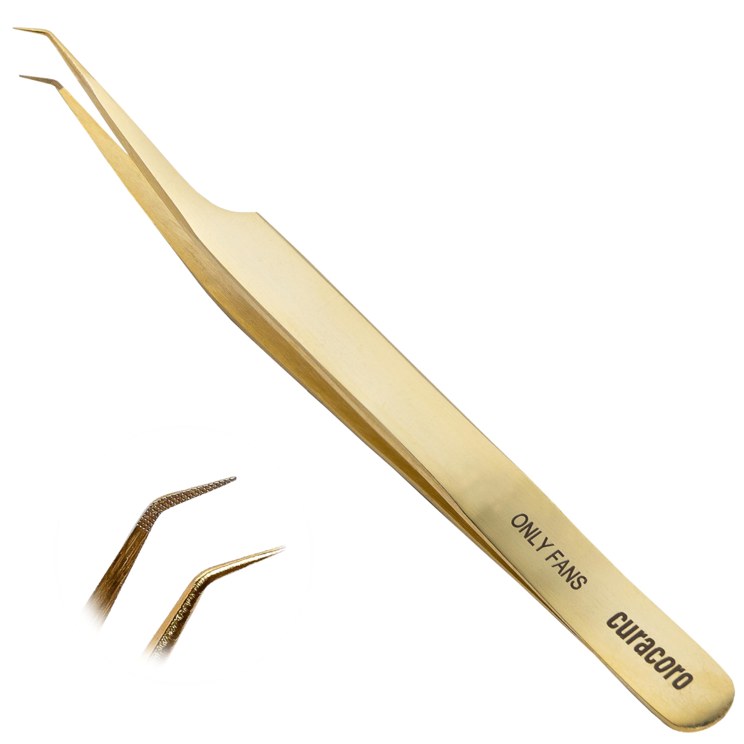 Curacoro Lash Tweezer - Professional & Precision Fiber Tip Grip Lash Tweezers for Eyelash Extensions, Multi Shapes & Purposes Tweezers for Volume,