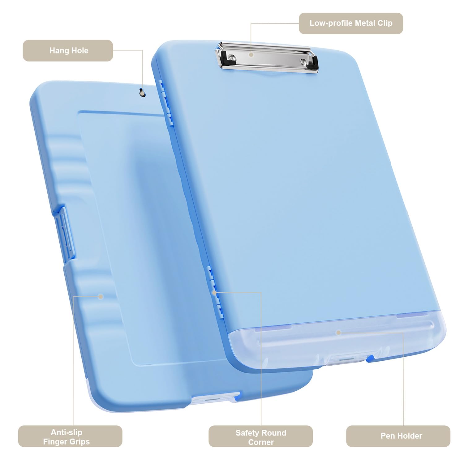 Piasoenc Clipboard with Storage, 8.5x11" Storage Clipboards with Pen Holder and A4 Legal Paper Folder, Heavy Duty Plastic - Image 2