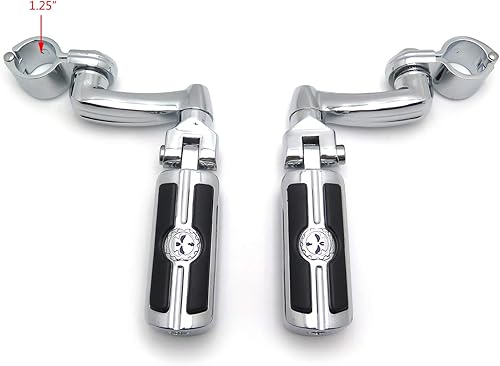 Miniatura 2 de HTT Kit de montaje de clavijas ajustables cromadas para motocicleta, reposapiés de cráneo zombi para HD Sportster 883 1200 Street Bob Softail CVO