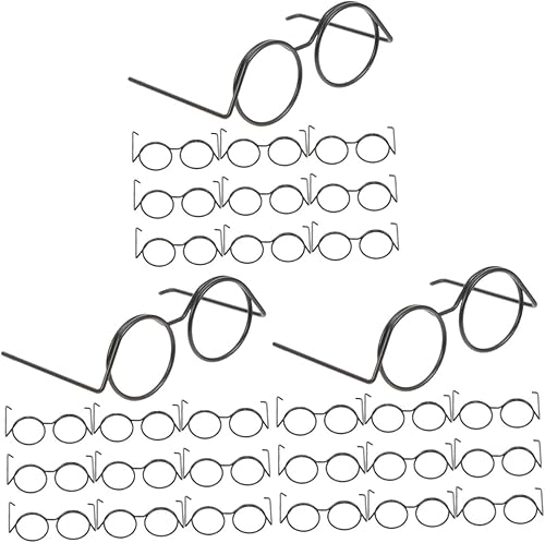 EXCEART 30 lentes de sol retro para muñeca, lentes de sol con borde de alambre de cobre, gafas de casa de muñecas, gafas de cosplay, accesorios de