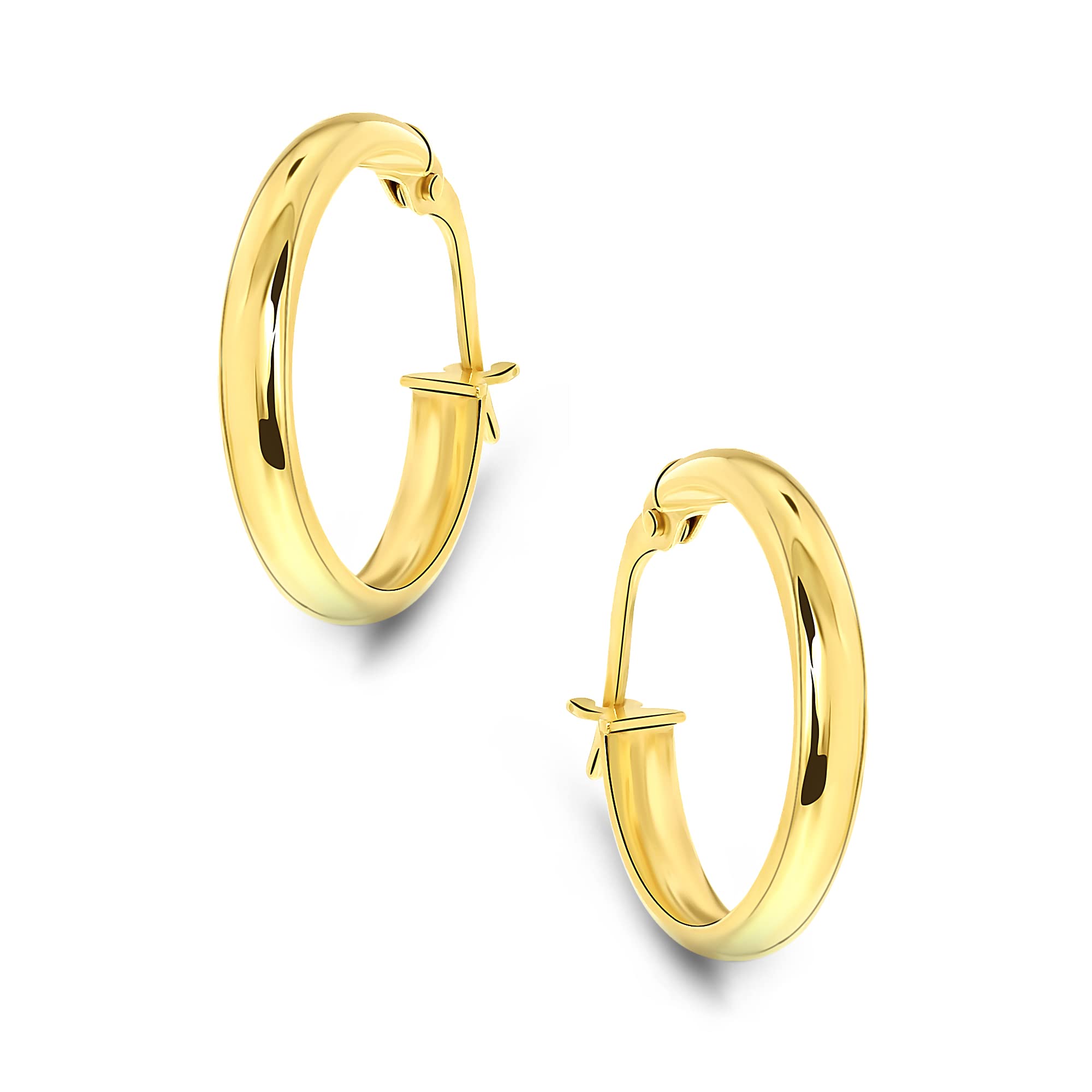 Miore pendientes clásicos de aro redondo en oro amarillo 14 kt 585 Ø 18,5 mm.