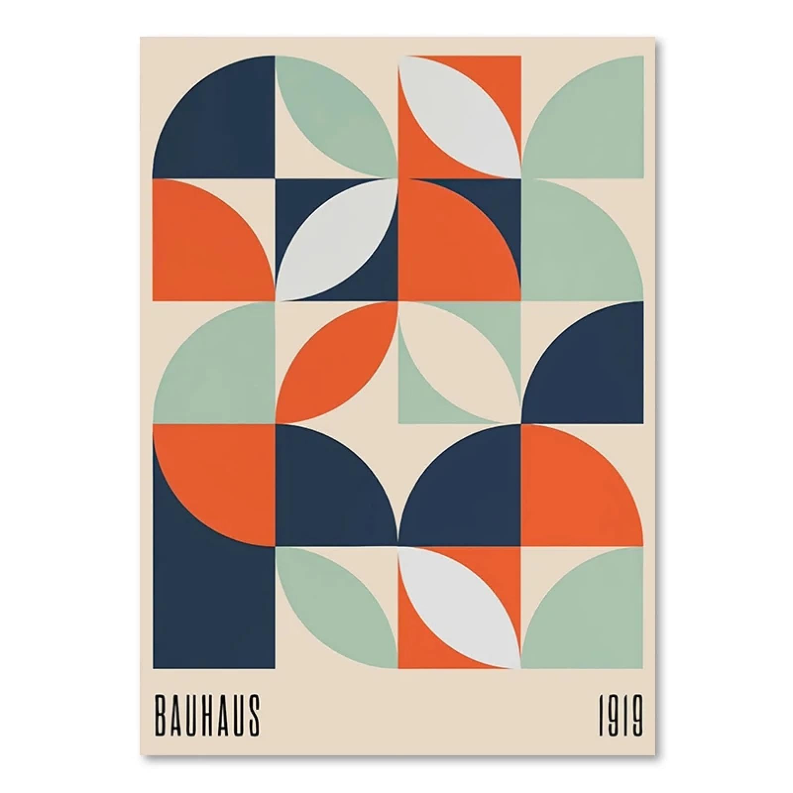 Poster Bauhaus Astratto 50x70 Cm – Stampa Su Tela Senza Telaio, Colori HD Anti-UV Per Soggiorno E Ufficio